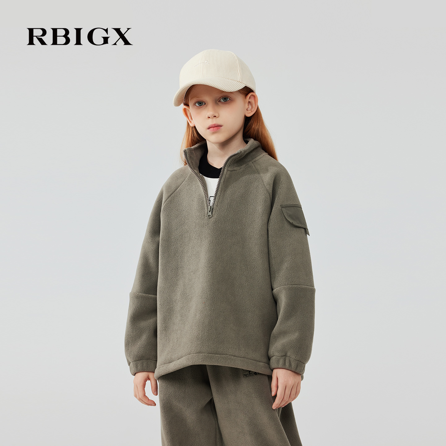RBIGX瑞比克童装2025冬季新款双面奥粒绒潮流帅气立领百搭卫衣
