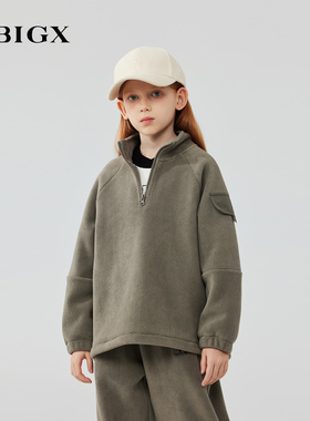 RBIGX瑞比克童装冬季新款双面奥粒绒潮流帅气立领百搭卫衣