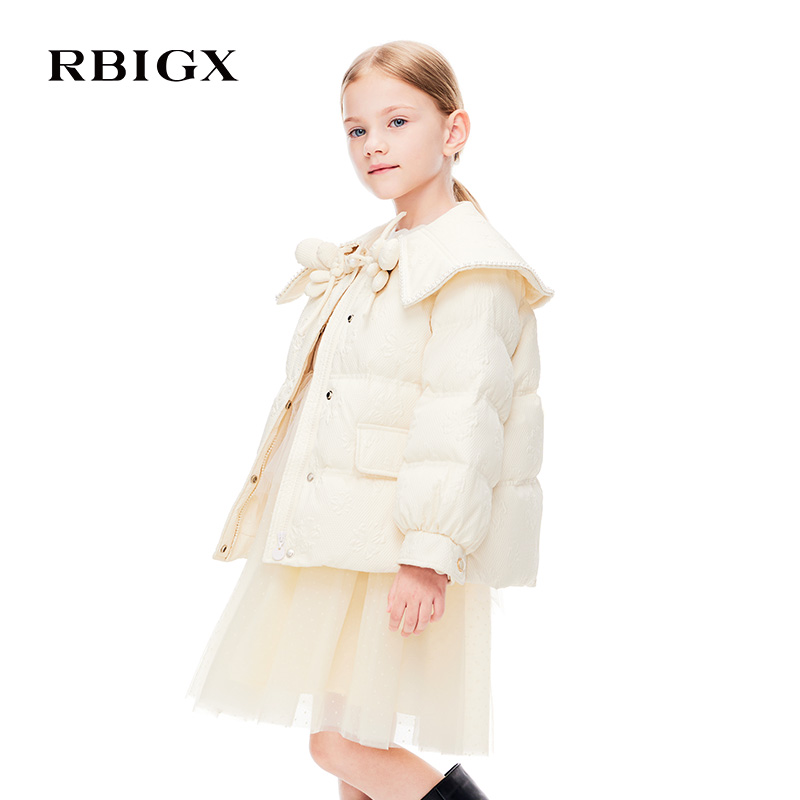 RBIGX瑞比克童装冬季新款装饰蝴蝶可爱宽松保暖羽绒服