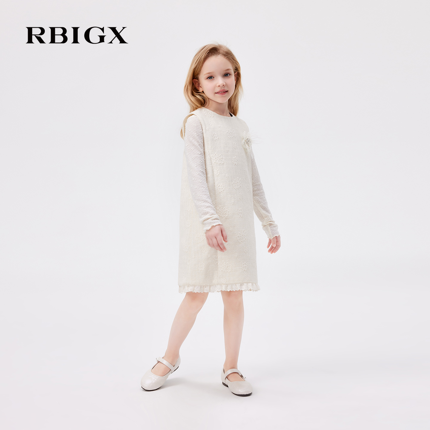 【商场同款】RBIGX瑞比克童装2025秋季新款格子蕾丝小香风背心裙