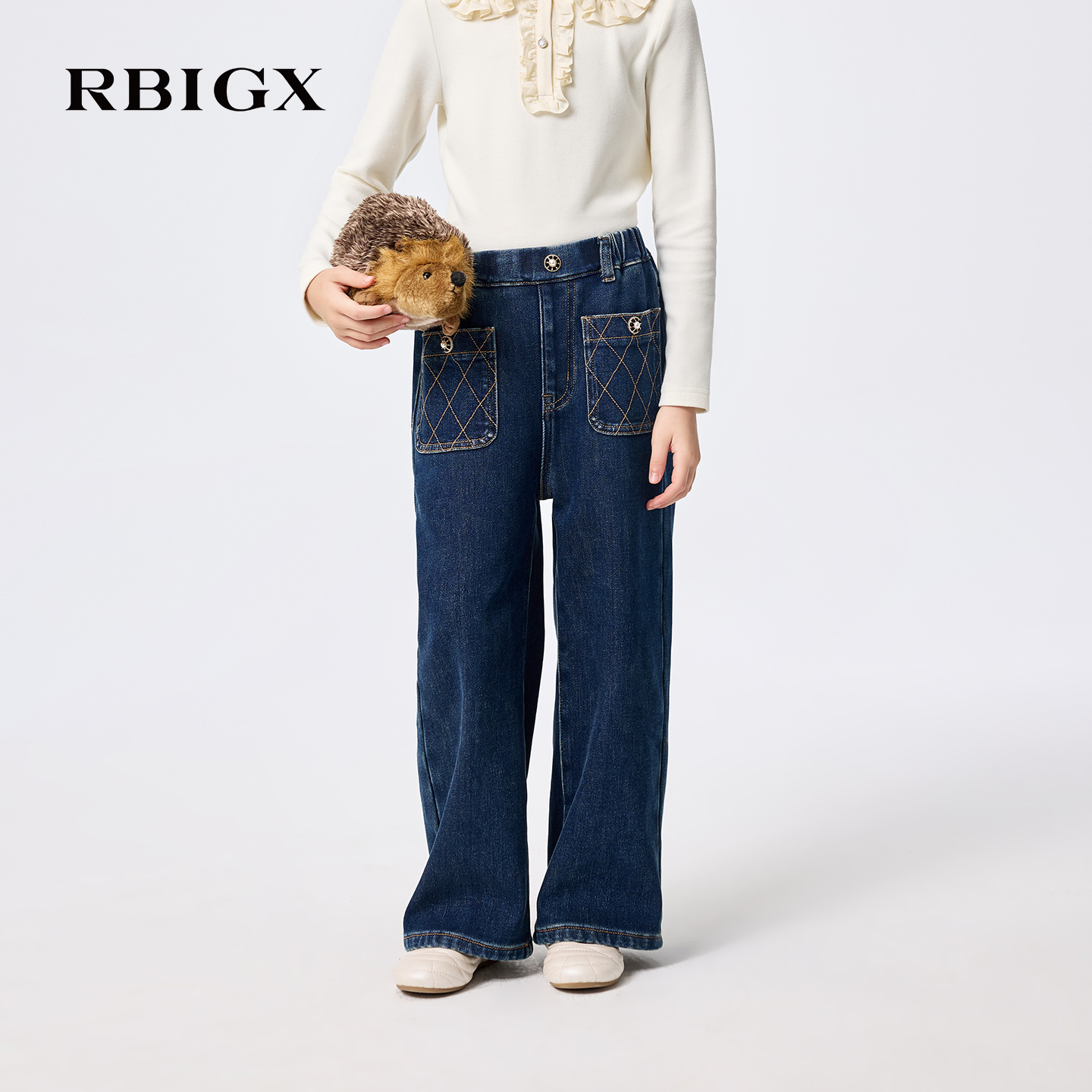 【商场同款】RBIGX瑞比克童装25冬季新款柔软透气保暖阔腿牛仔裤