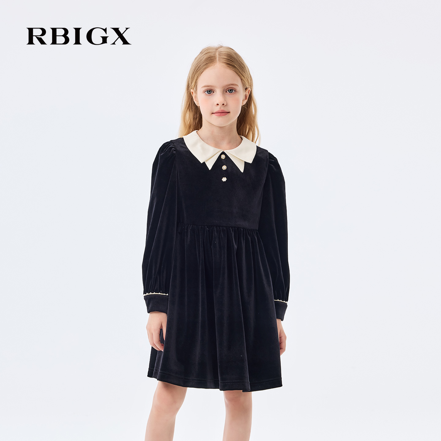 RBIGX瑞比克童装2025秋冬公主裙女童丝绒连衣裙小香风法式礼服裙