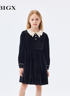 RBIGX瑞比克童装2025秋冬公主裙女童丝绒连衣裙小香风法式礼服裙