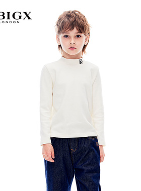 RBIGX瑞比克童装冬季新款潮流男童复古贵族领子绣花长袖T恤
