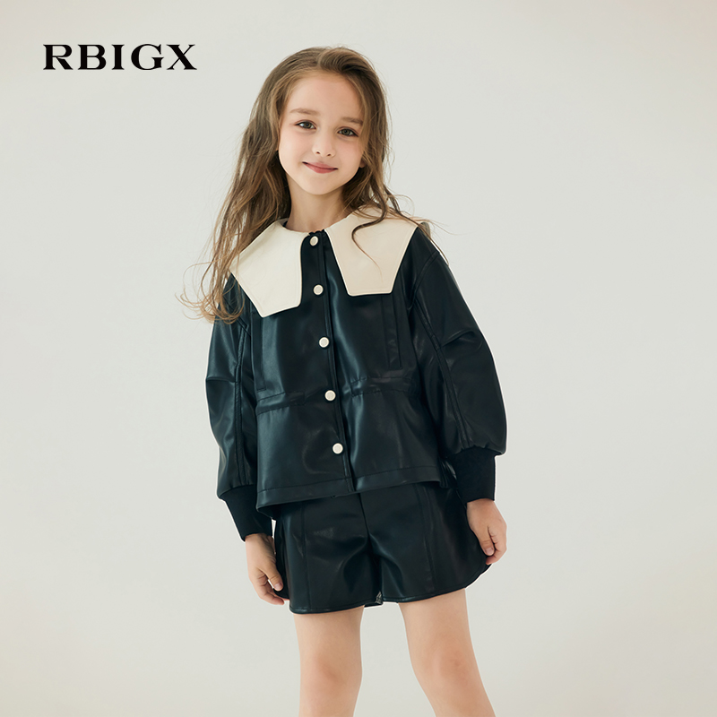 RBIGX瑞比克童装秋季新款女童百搭休闲设计感帅气皮短裤