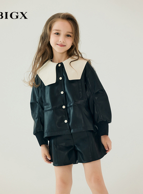 RBIGX瑞比克童装秋季新款女童百搭休闲设计感帅气皮短裤