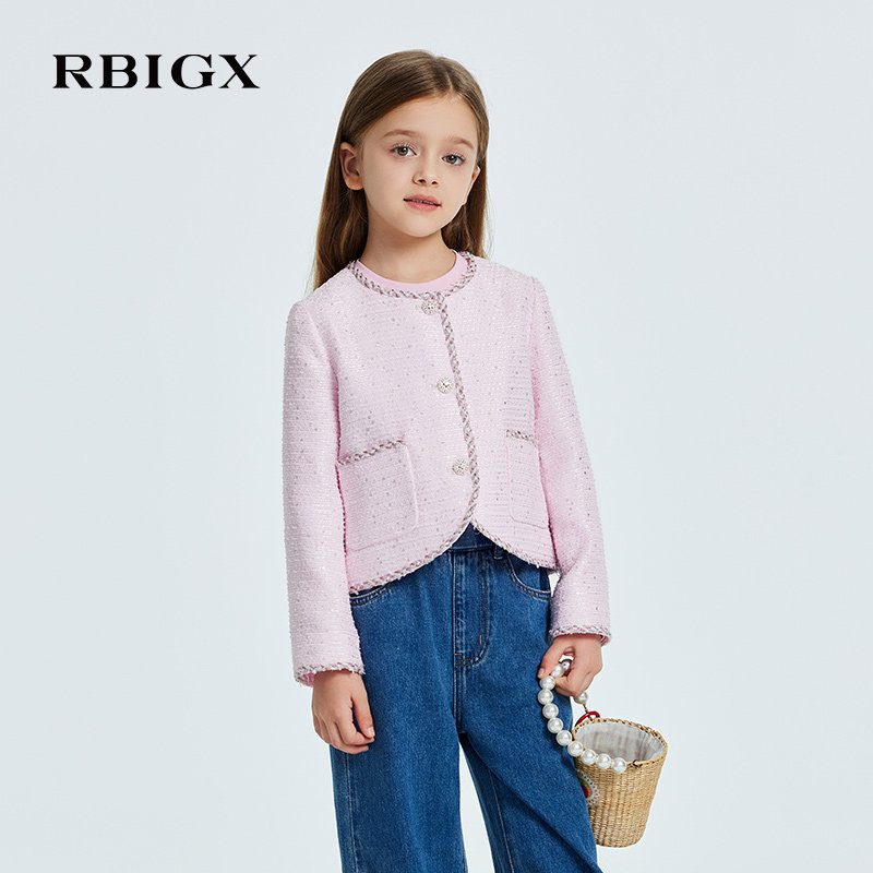 RBIGX瑞比克童装2026春季新款女童甜美淑女小香风公主设计感外套