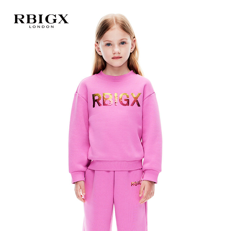 RBIGX瑞比克童装冬季新款百搭休闲韩版设计感女童珠片绣卫衣