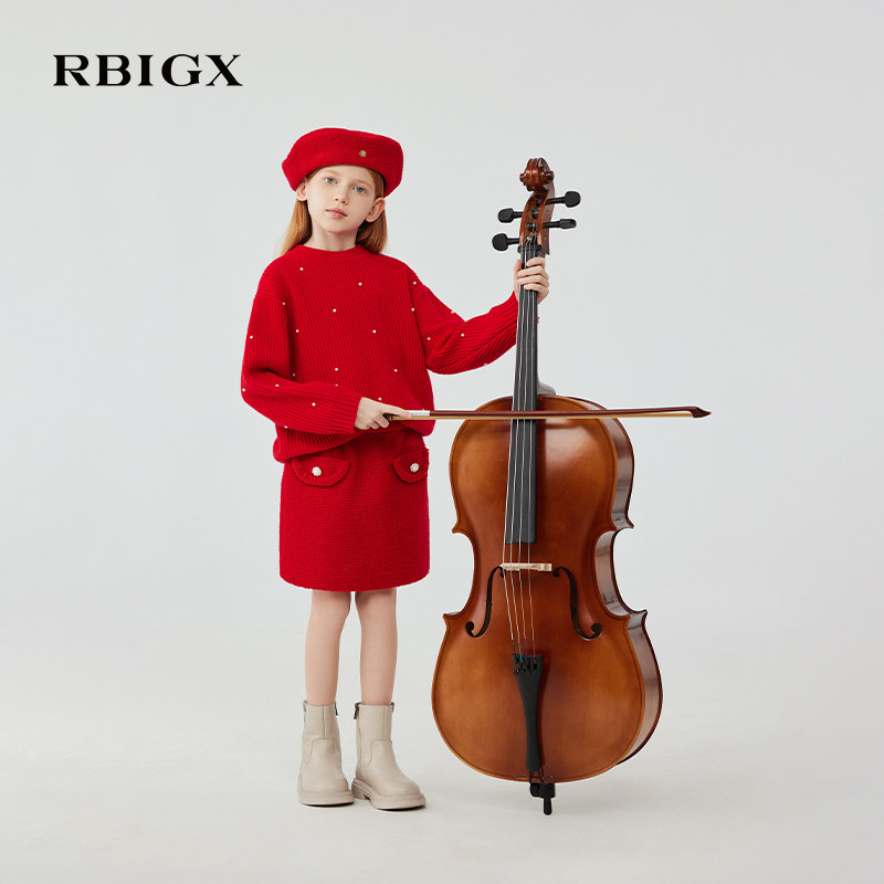 【100%羊毛】RBIGX瑞比克童装冬季珍珠保暖贵族羊毛衫圆领毛衣