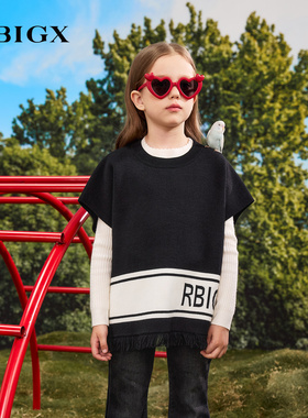 RBIGX瑞比克童装2025秋季新款设计感潮流休闲斗篷小披肩毛衣
