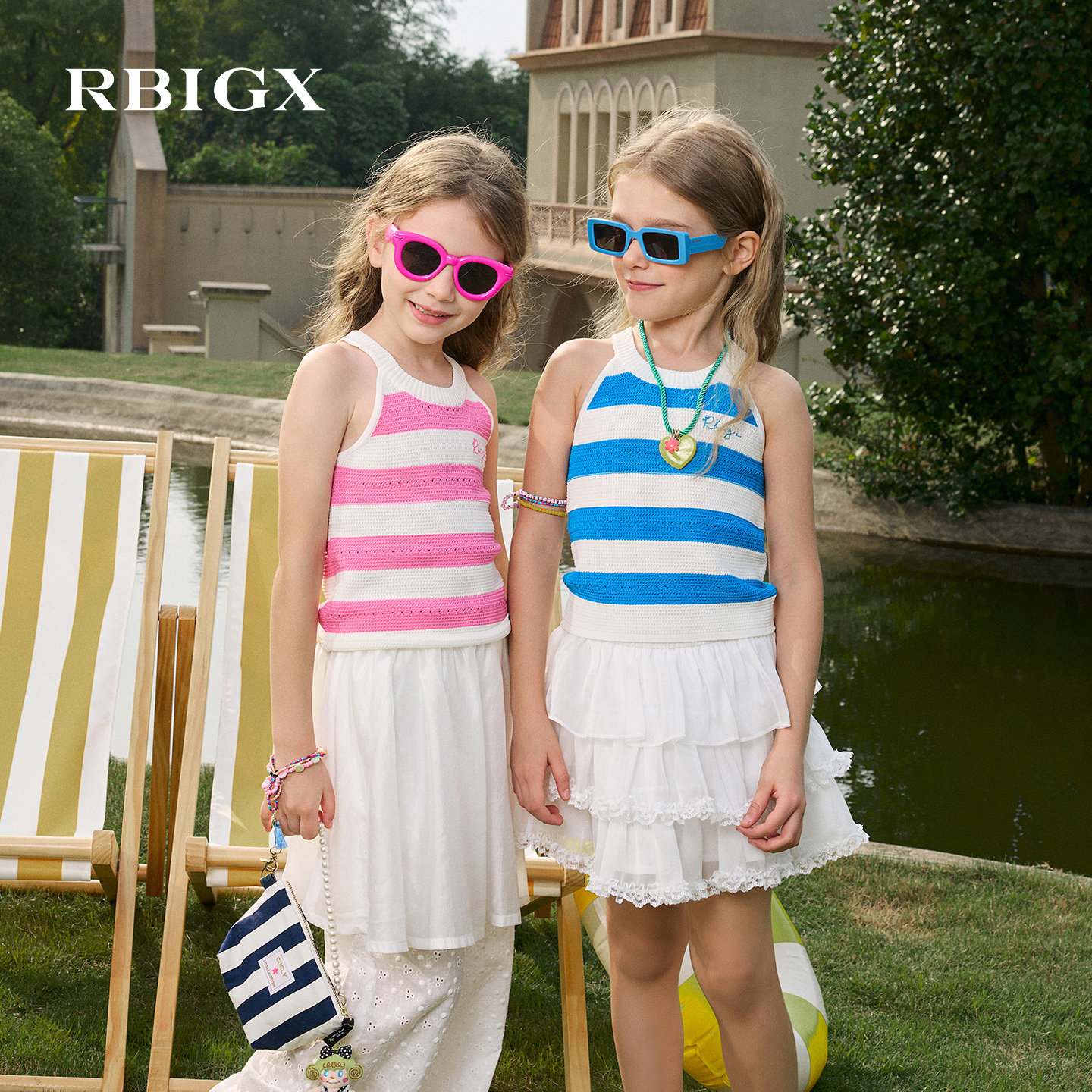 RBIGX瑞比克2026夏季新款女童甜美公主时尚小众条纹无袖背心吊带