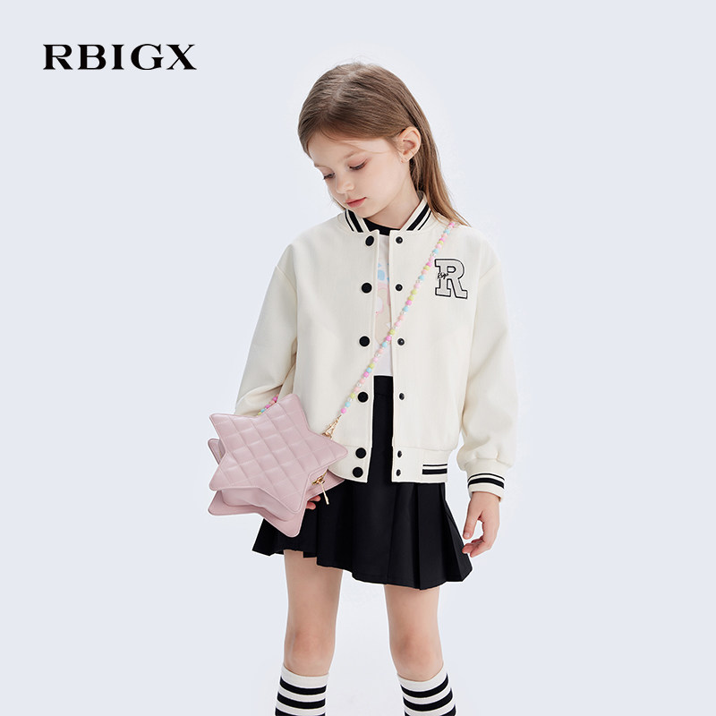 RBIGX瑞比克儿童春装外套新款男女童独特漂亮夹克设计感棒球服