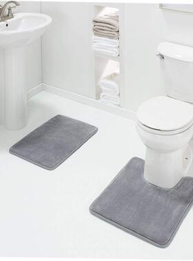 2 Pcs Simple Bathroom Mat Set U Shape Bathroom Carpet Toilet