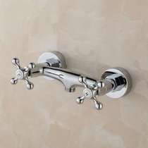 全銅淋浴龍頭浴缸簡易花灑套裝雙把雙開冷熱水混合閥洗澡淋雨噴頭