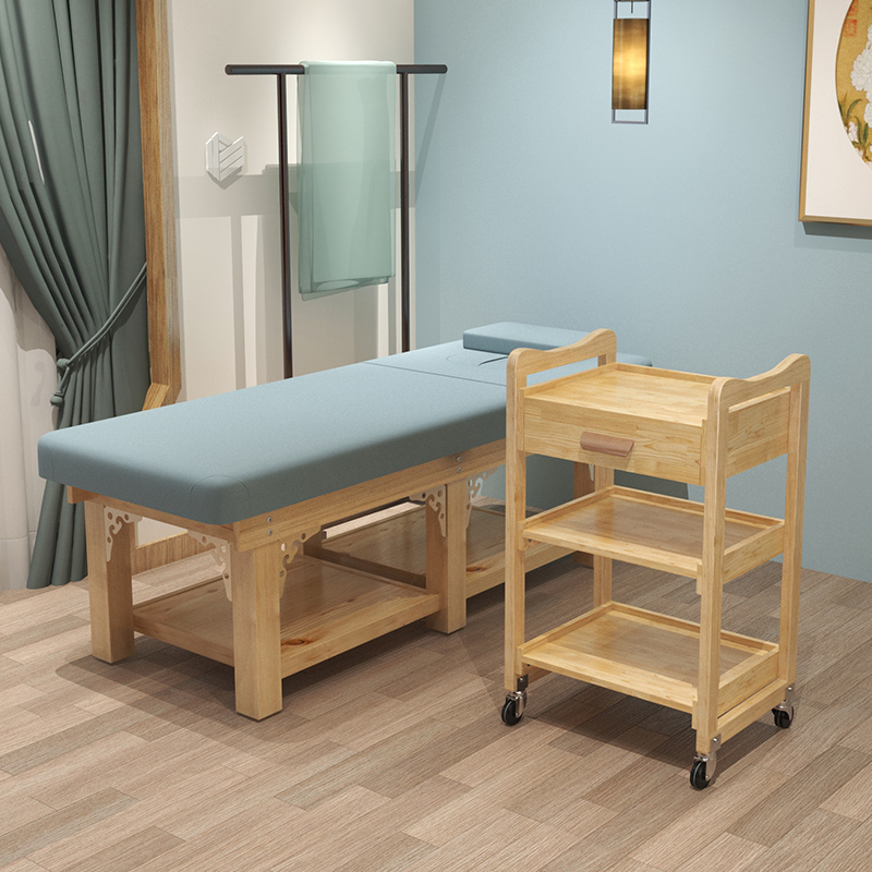 实木美容推车多功能美容院三层置物架工具车美发美甲小推车带抽屉