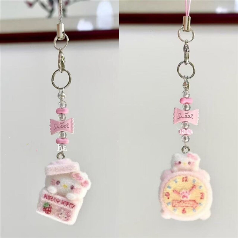 新款卡通可爱植绒立体树脂kitty猫钥匙链包包挂件手机挂绳礼物