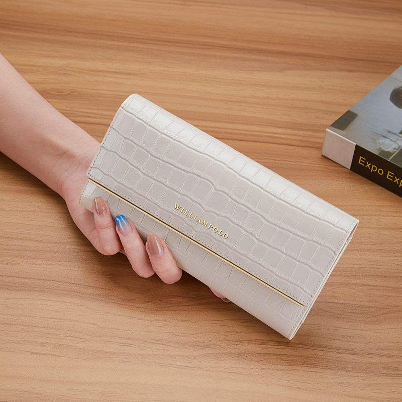 英皇保罗钱包女长款2025新款鳄鱼纹手包女士精致高档真皮卡包皮夹