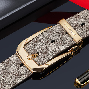 保罗正品皮带男真皮针扣头层纯牛皮高档腰带商务休闲年轻人裤带潮