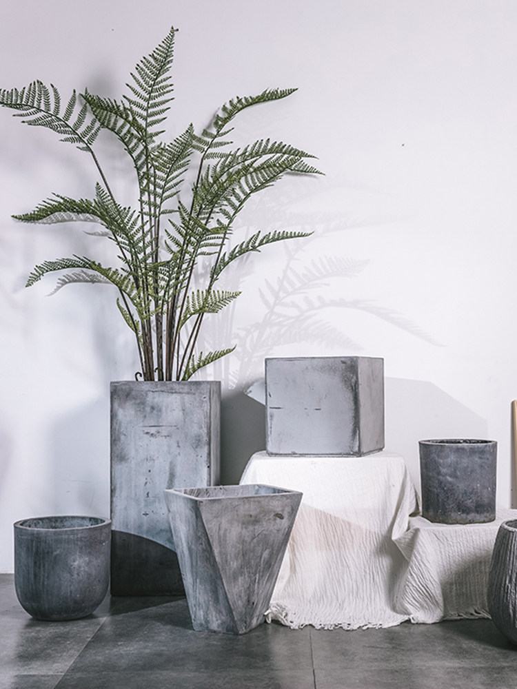 森空间北欧水泥复古家用创意水泥盆方形大号现代简约菱形植物花盆