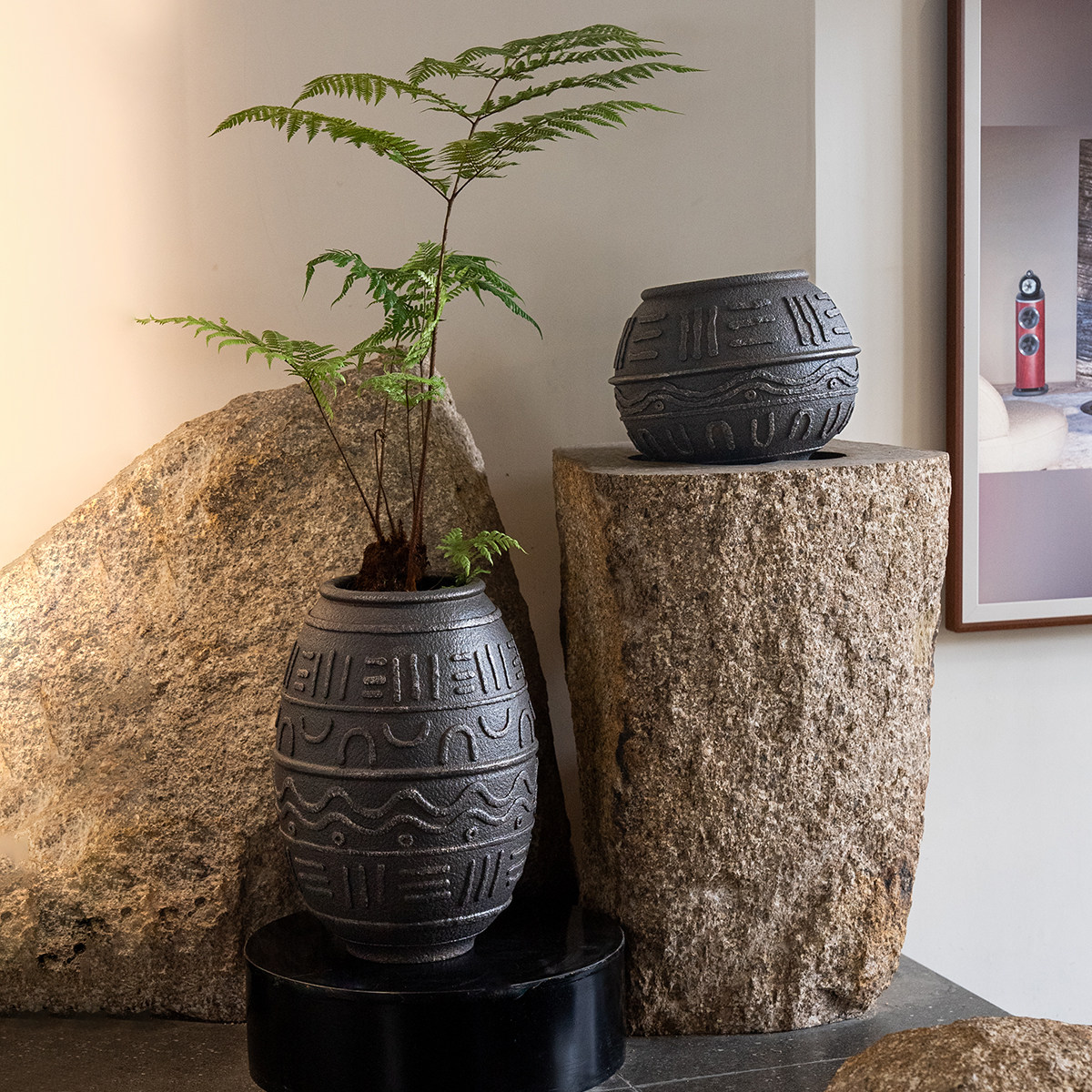 绿植花盆图腾罐子软装搭配