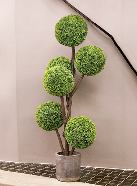 森空间仿生绿植球型植物盆栽室内客厅假花北欧奶油风软装仿真假树