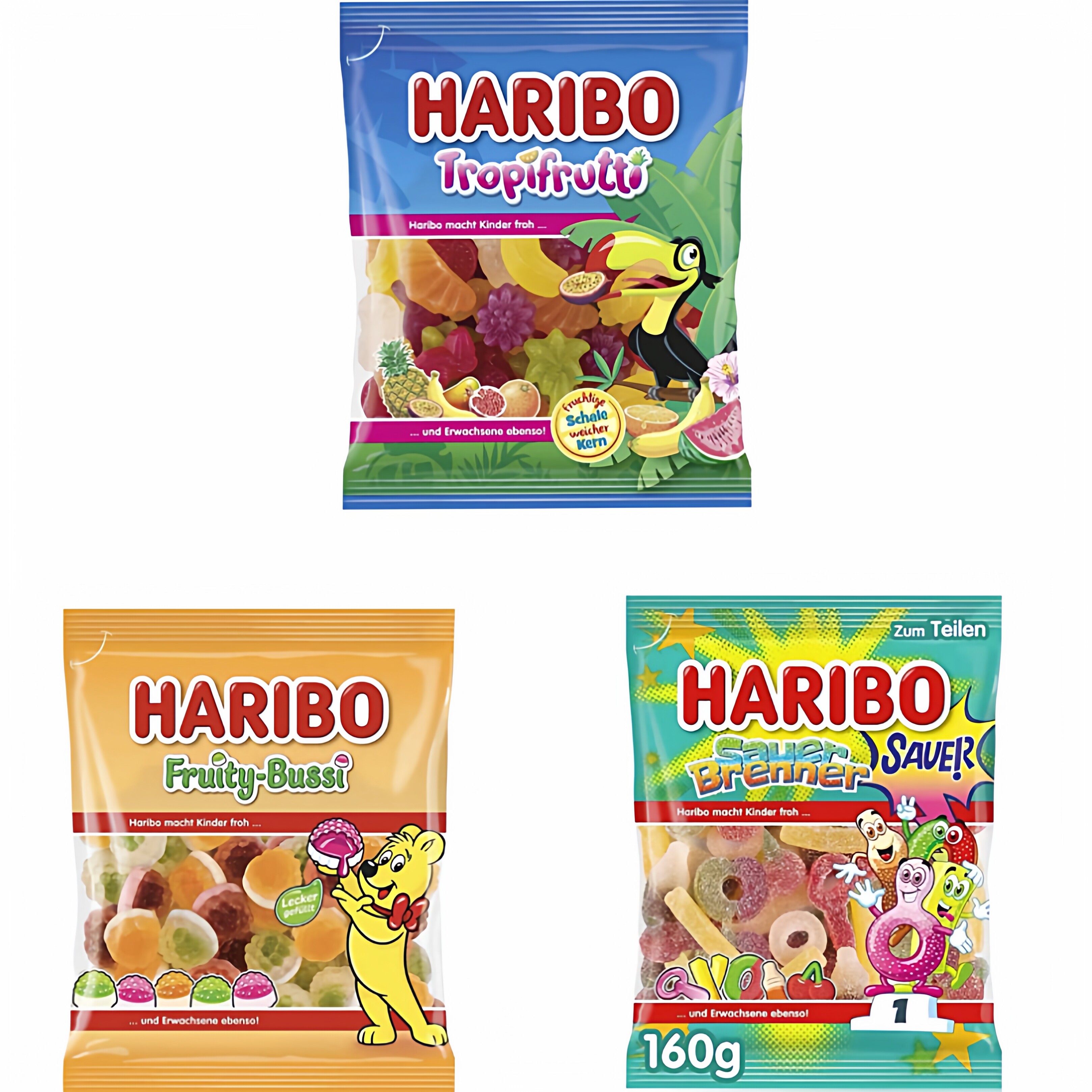 德国进口哈瑞宝HARIBO热带水果软糖QQ水果汁橡皮糖网红休闲糖果