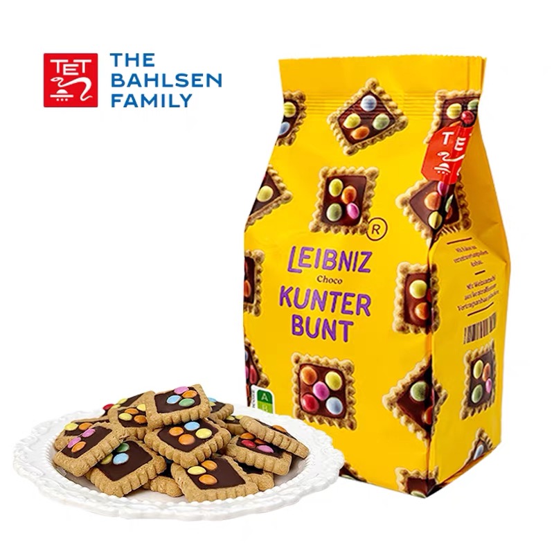德国进口Leibniz莱布尼兹巧克力豆夹心饼干多彩艺术饼干休闲零食