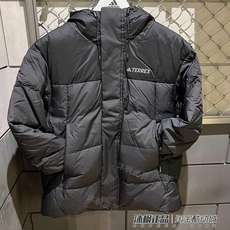 阿迪达斯鹅绒保暖连帽羽绒服外套