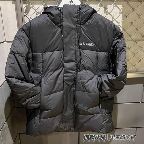 阿迪达斯鹅绒保暖连帽羽绒服外套