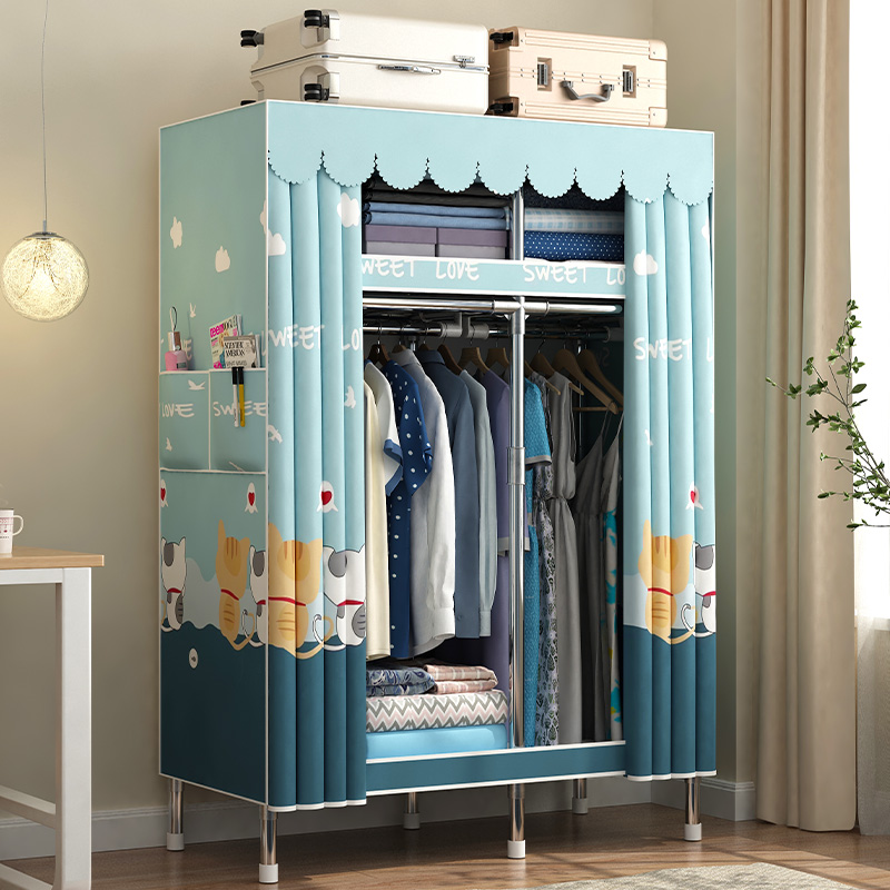 简易衣柜组装儿童卧室家用钢管加粗加厚衣橱收纳神器经济出租房用
