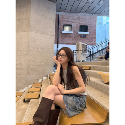 Iamgm顾铭思轶 牛仔很忙 复古水洗牛仔中裤宽松多口袋毛边短裤