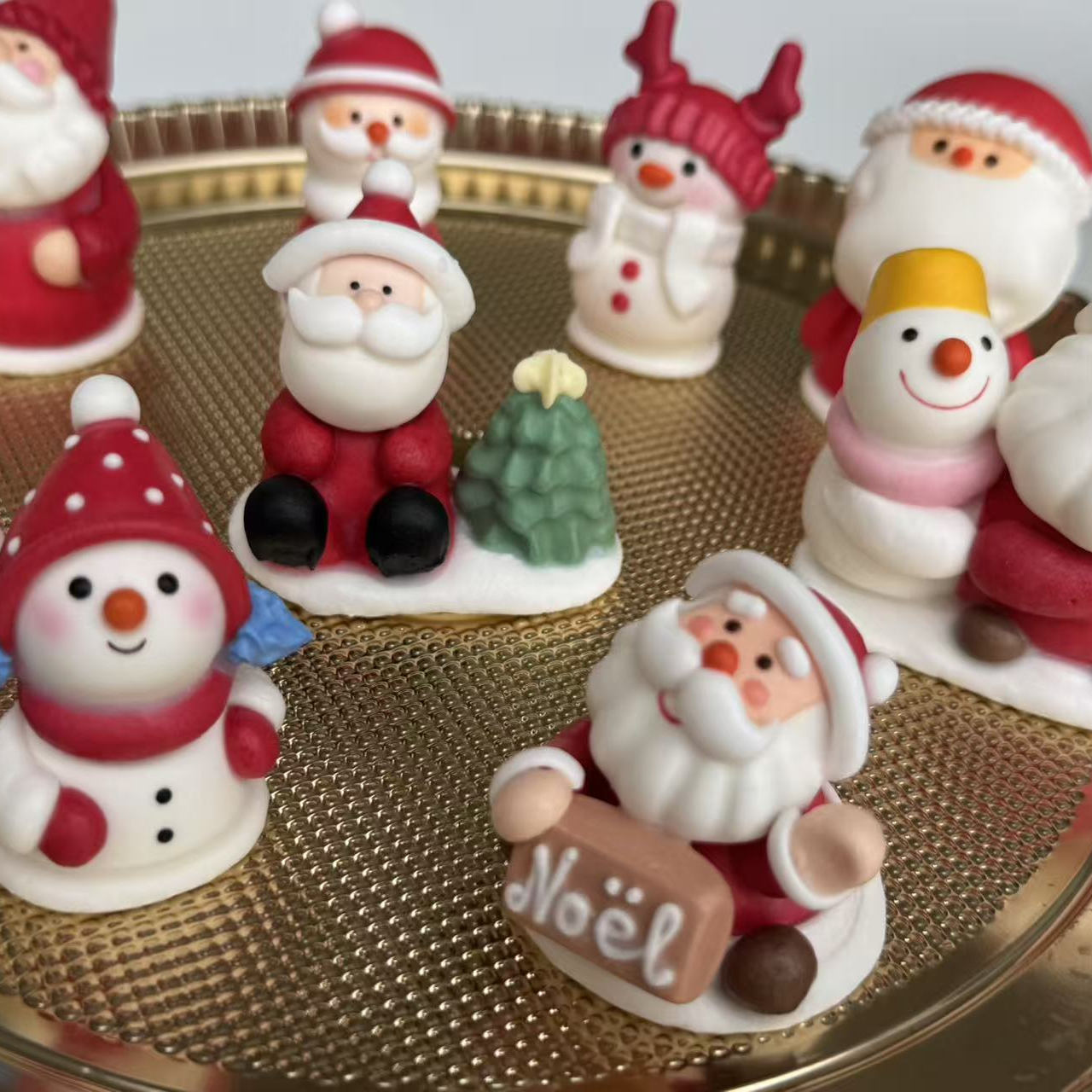 圣诞节蛋糕装饰摆件翻糖可食用圣诞老人糖人公仔铃铛福袋树卡通糖