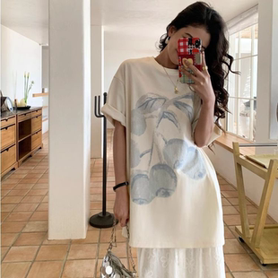 新款 女夏季 休闲百搭设计感显瘦ins上衣潮 卡通t恤短袖 纯棉韩版