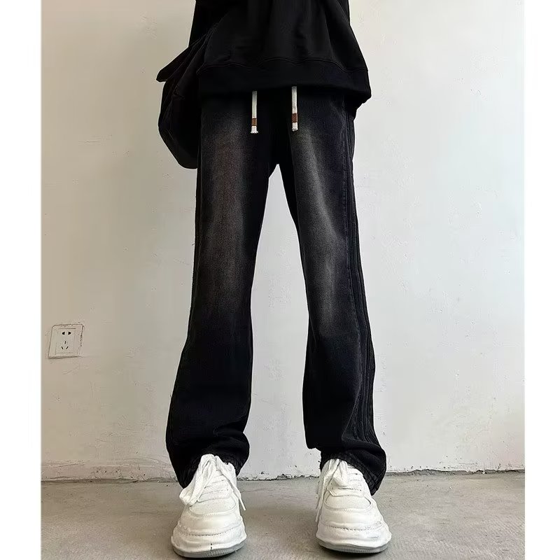 黑灰色牛仔裤男高级感美式复古vibe裤子夏季高个子水洗显瘦直筒裤