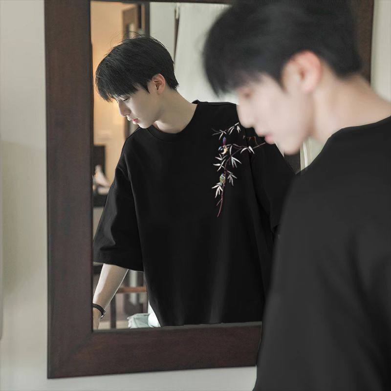 新中式t恤男夏季重磅中国风短袖潮牌宽松痞帅高级感半袖体恤