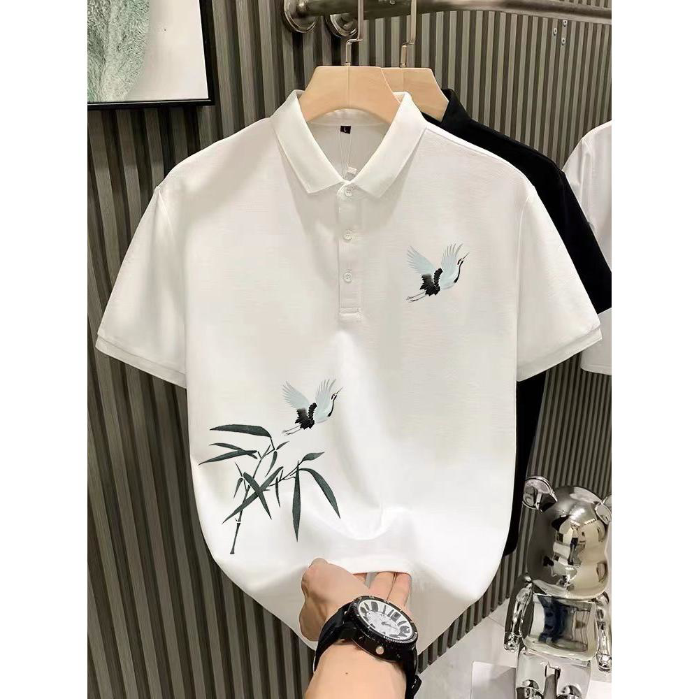 国潮中国风短袖polo衫男款夏季潮牌宽松痞帅高级感翻领半袖体恤男