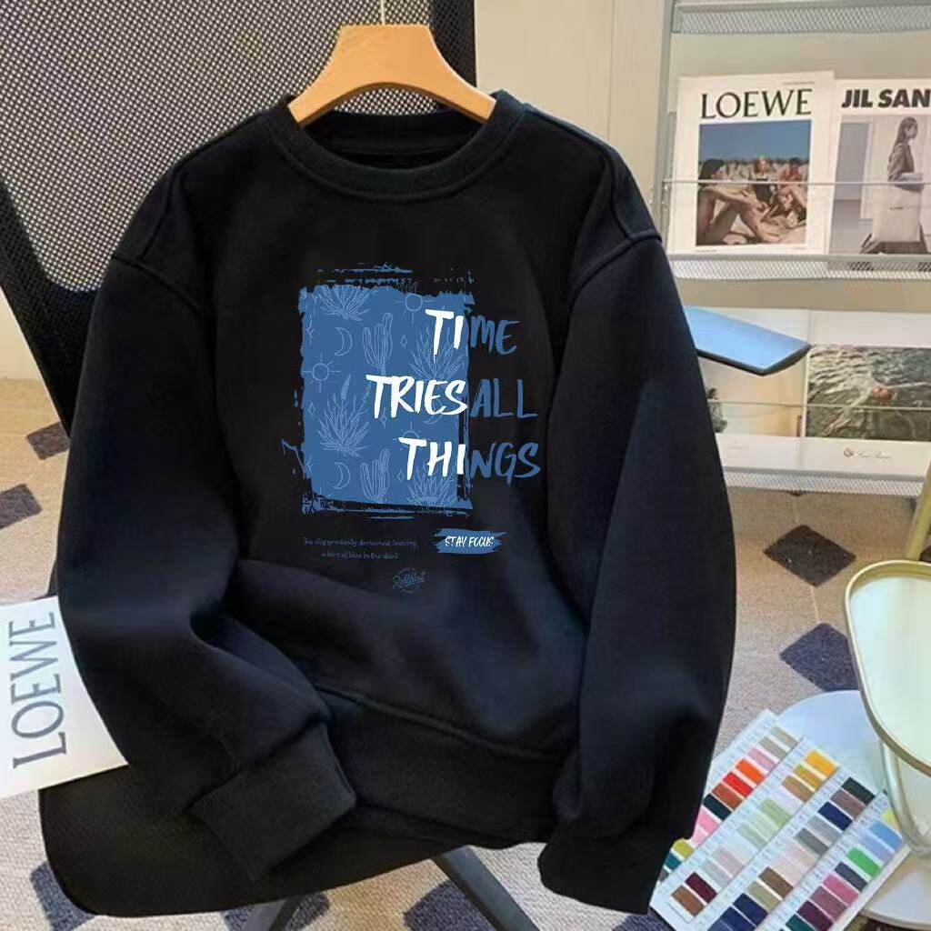 美式圆领卫衣男款春秋冬季2025新款重磅宽松内搭潮牌涂鸦长袖