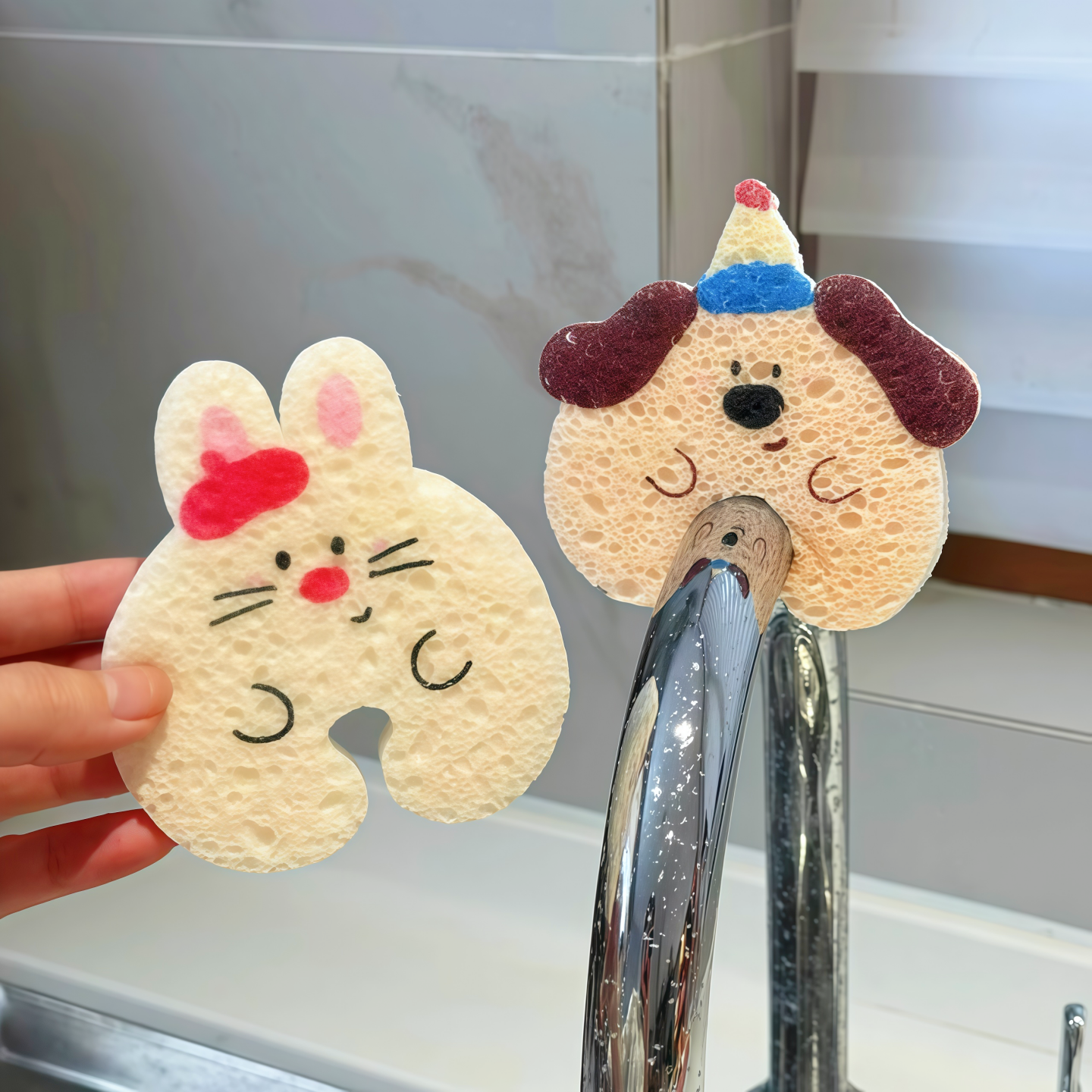 卡通木浆洗碗海绵厨房专用百洁布可爱压缩魔力擦清洁神器挂水龙头,家庭/个人清洁工具,海绵擦,淘宝优惠券,粉丝福利购,淘宝优惠卷