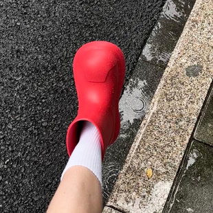红色雨鞋女款短筒防水防滑厚底轻便外穿一脚蹬日系雨靴2026新款