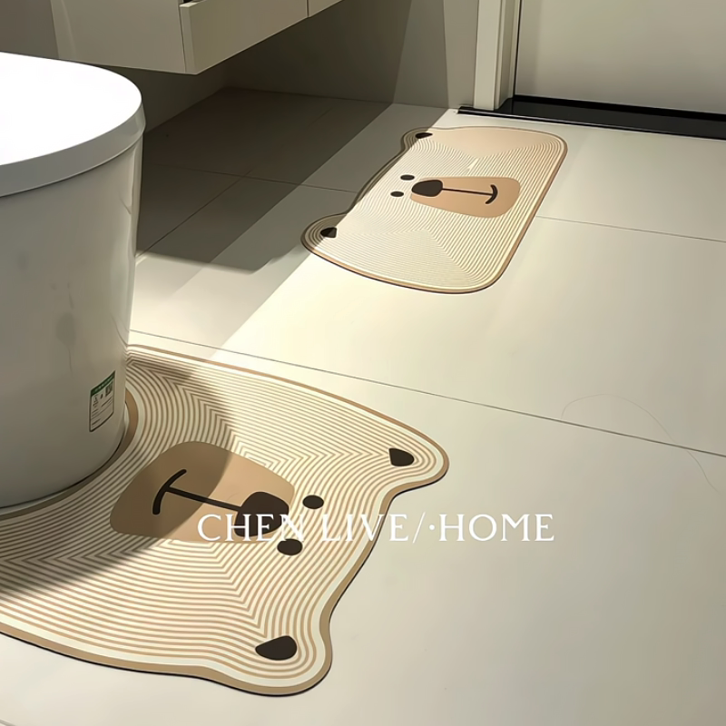 浴室地垫卫生间脚垫马桶垫耐脏三件套地毯硅藻泥吸水家用防滑垫