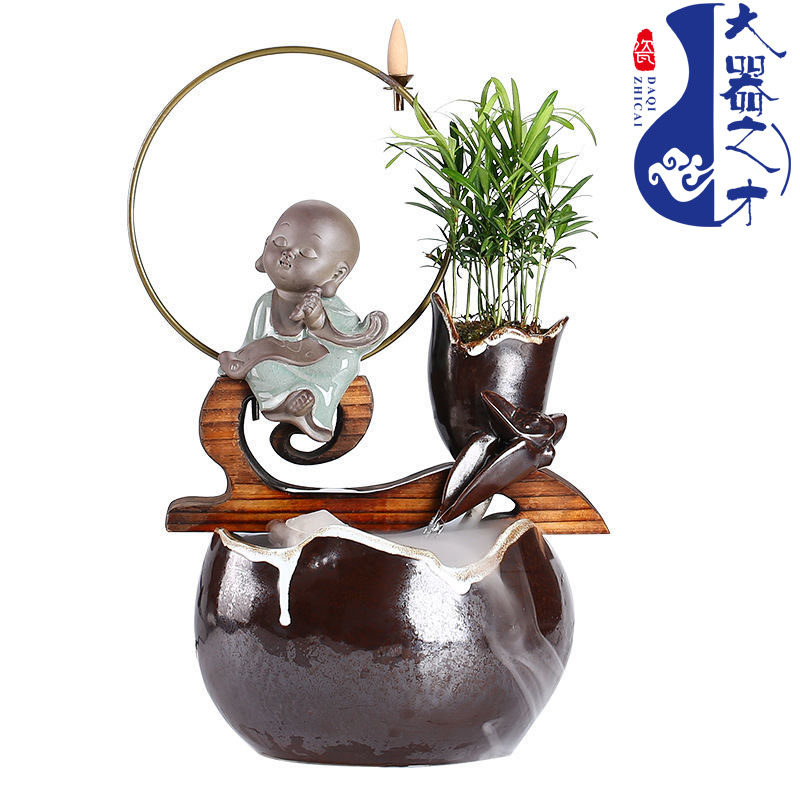 大师艺术高端新中式景观流水摆件喷泉加湿器创意禅意家居装饰