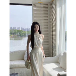 长裤 YIYIWANG 女精致高级上衣短裤 千金感珍珠缎面套装 奶油密令