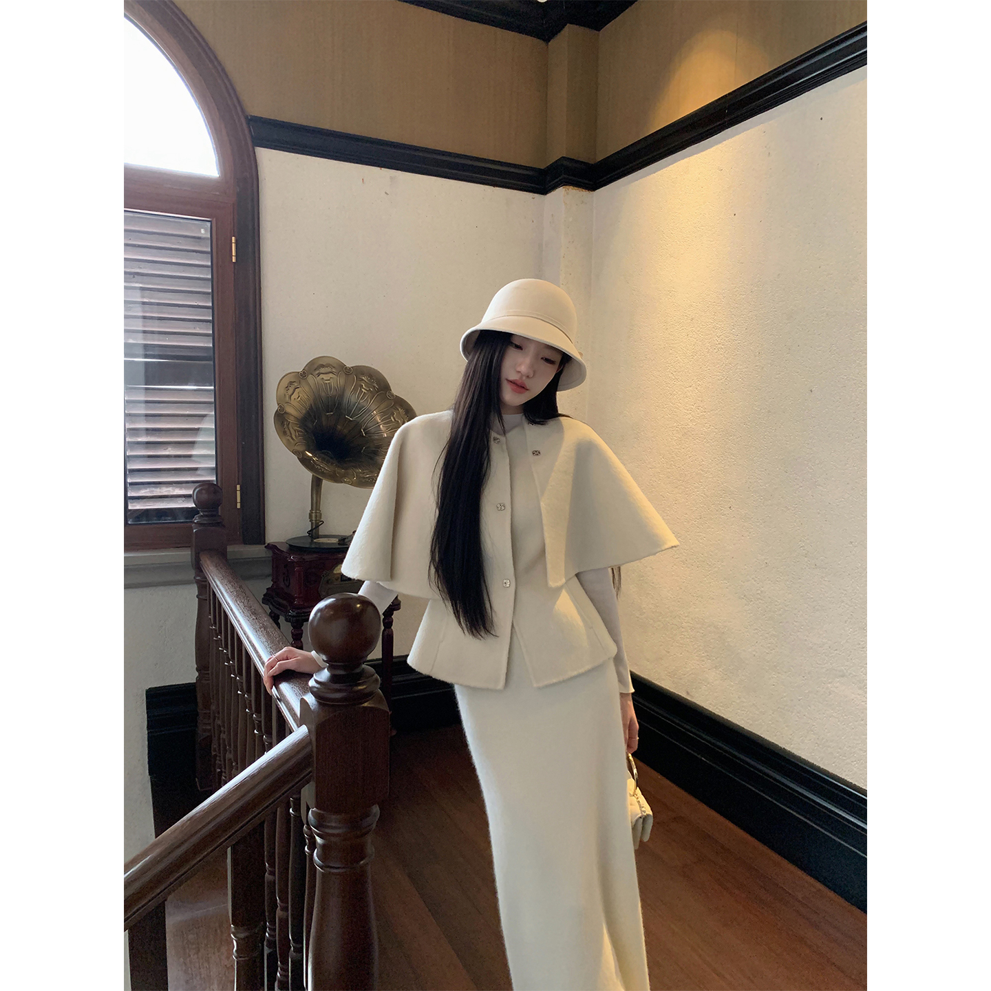 YYW汪澜的妹妹双面尼大衣套装