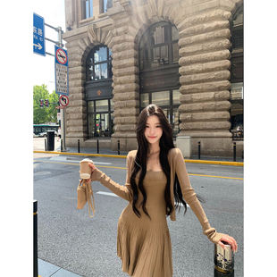 针织开衫 YYW汪澜 美拉德色系修身 温柔奶咖 连衣裙两件套秋 妹妹