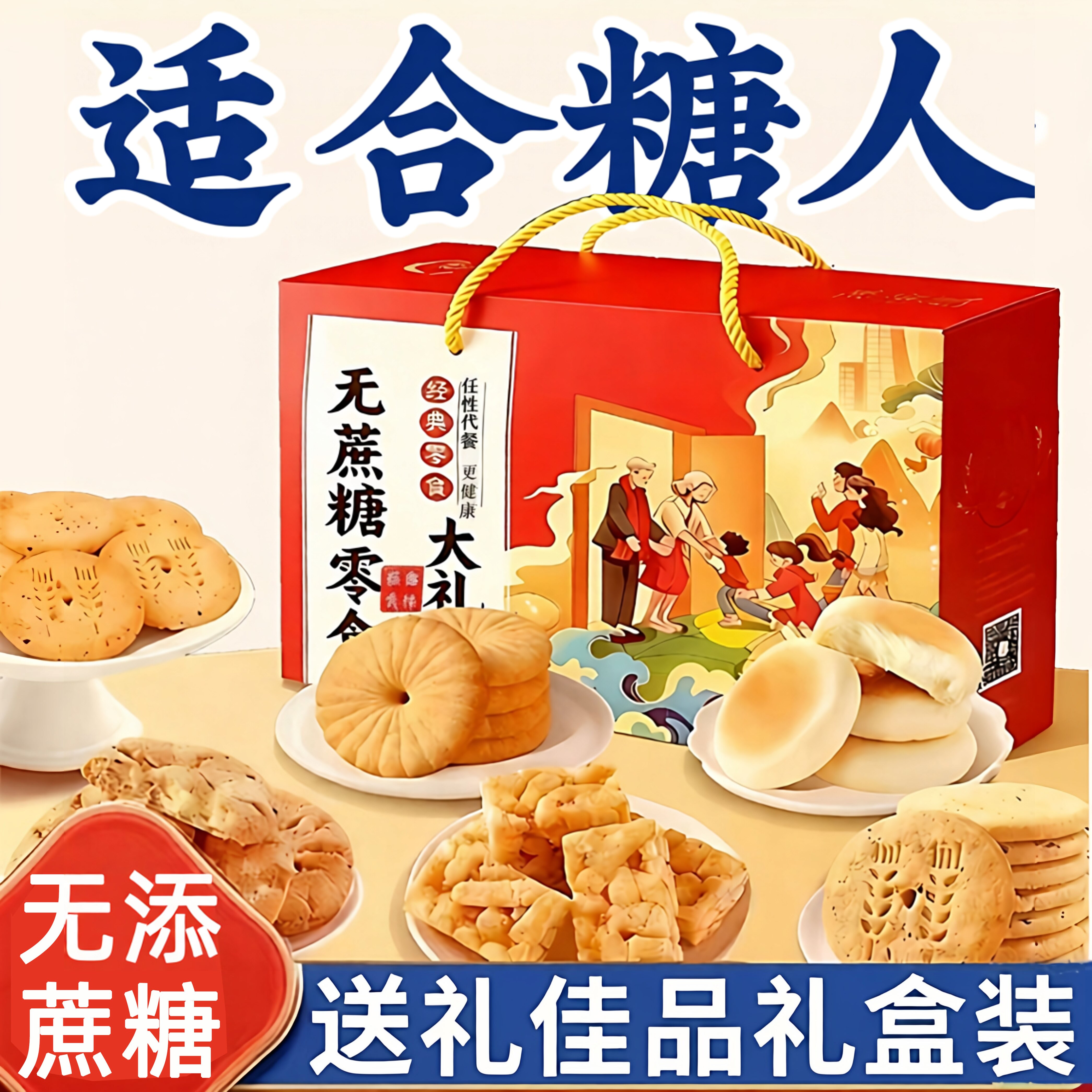 送礼盒长辈糖尿饼病人饼干蛋糕老人糖尿人专用无糖精零食旗舰店