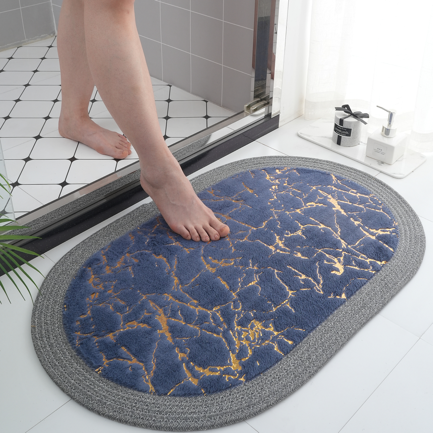 浴室门口吸水门垫卫生间进门脚垫厕所地垫家用防滑垫地毯烫金垫子