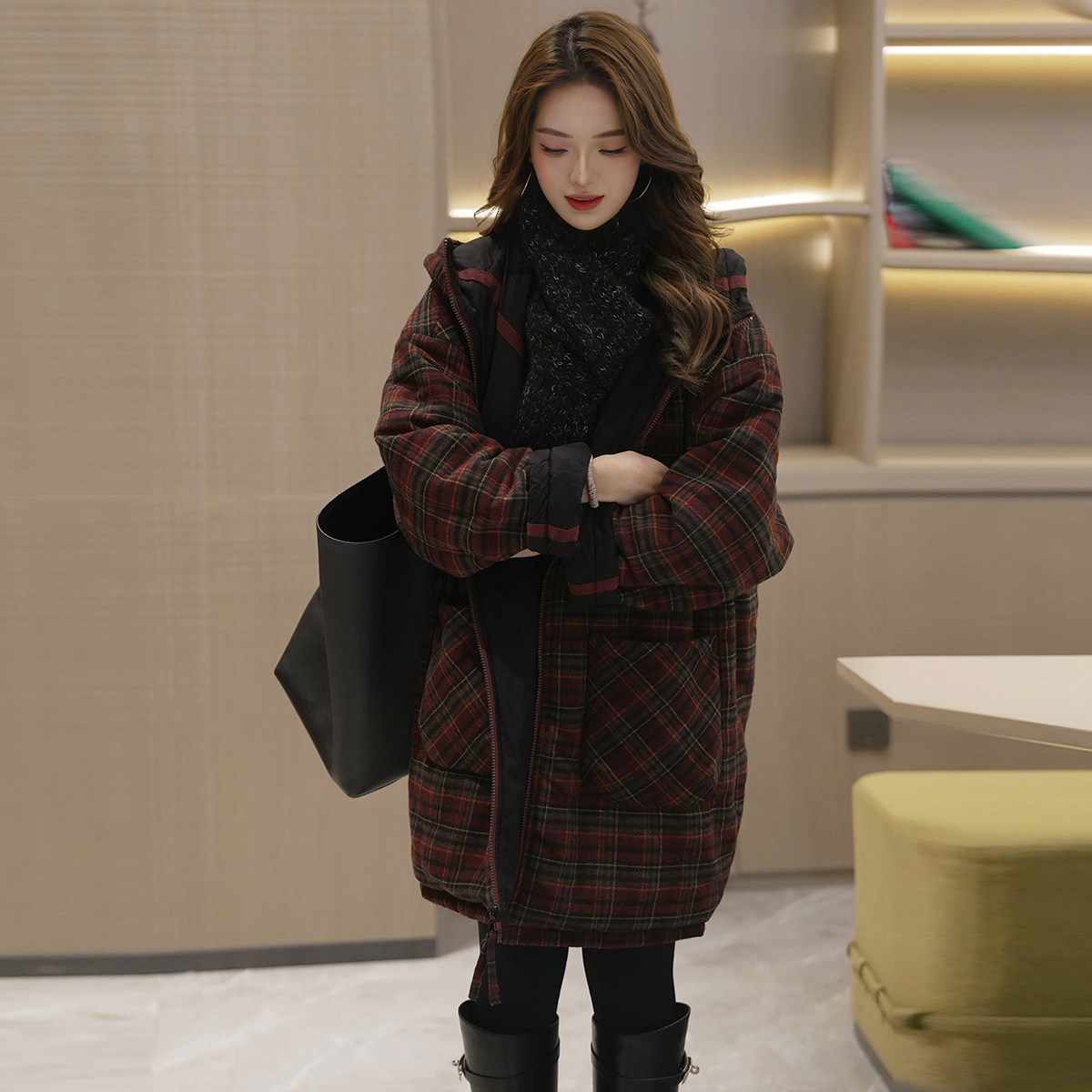 【Linda姐高端线】冬季时尚气质高档双面穿格纹连帽棉服外套女,女装/女士精品,棉衣/棉服,淘宝优惠券,粉丝福利购,淘宝优惠卷