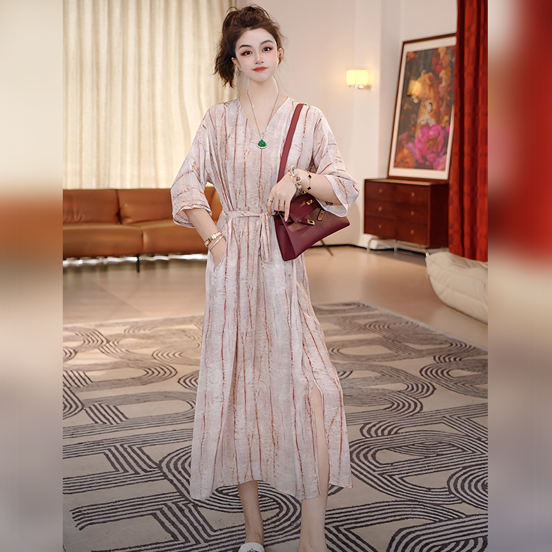 【Linda姐高端线】夏季新款时尚V领百搭收腰过膝连衣裙AS5LYH0754,女装/女士精品,连衣裙,淘宝优惠券,粉丝福利购,淘宝优惠卷