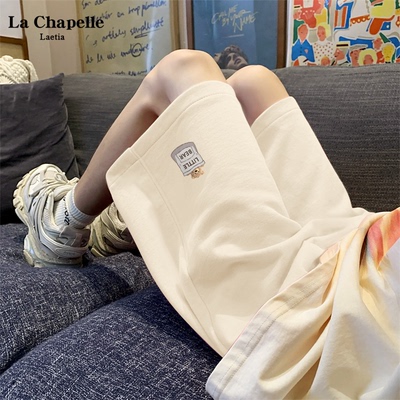 拉夏贝尔运动短裤女款夏季2026新款休闲裤子纯棉高腰小个子五分裤
