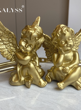 轻奢北欧小红书同款瞌睡天使墙钩壁钩法式窗帘钩黄铜色欧式免打孔